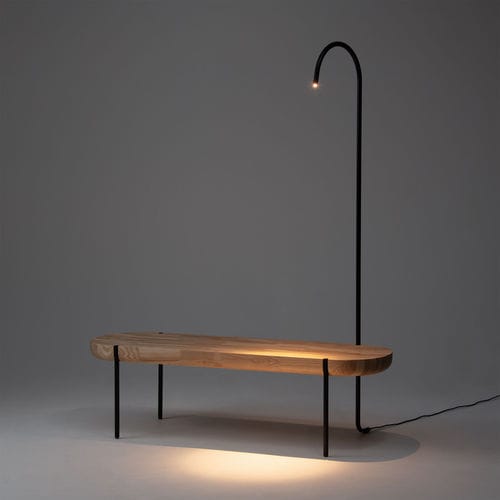 Banco contemporâneo - TUB Bench - CondeHouse - em madeira de freixo / sem encosto / sem braços