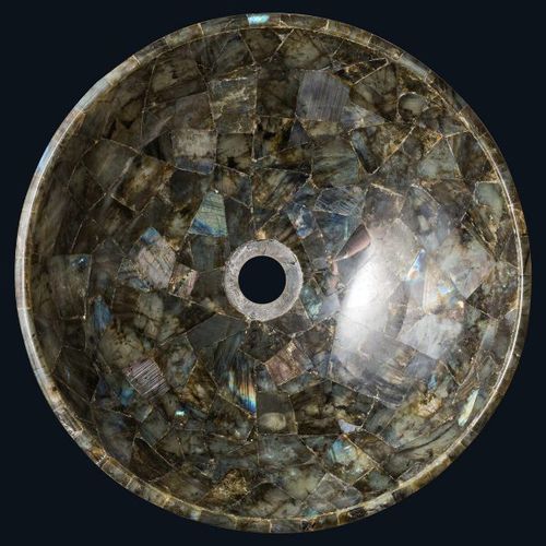 Cuba de apoio - LABRADORITE VESSEL - INDIA STONE EXPORT - em compósito / simples / redonda