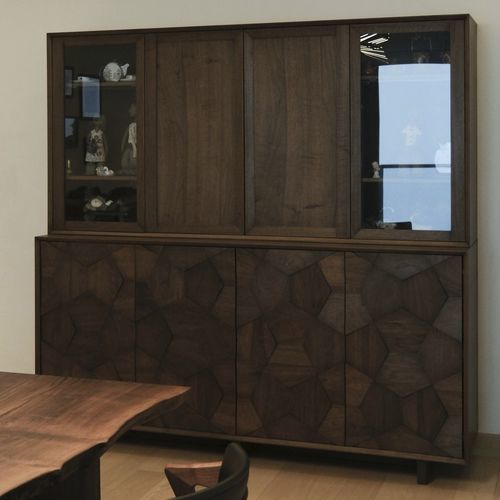Buffet aparador alto - Hex Puzzle - LITOOC - contemporâneo / em nogueira / em vidro