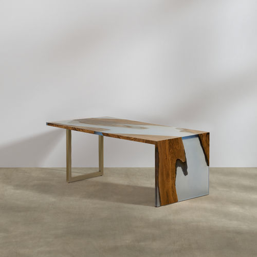 Mesa contemporânea - Ava River - LITOOC - em madeira de freixo / com base em aço / retangular