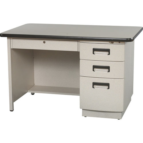 Mesa secretária de estilo - SINGLE PEDESTAL  - Columbia - em aço / em granito / com compartimento de arrumação