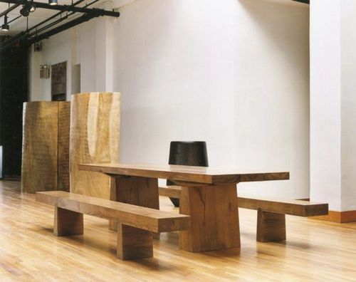 Mesa contemporânea - MASSIVE - Beach Concept - em teca / com base em madeira maciça / retangular