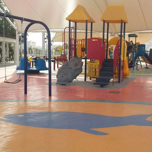 Revestimento de piso para parque infantil - SAFEPOL SANDPROOF - KDF - Sports Flooring Production - de borracha reciclada / em poliuretano / para ambiente externo