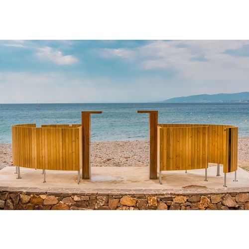 Cabine de praia para vestiário - Onlywood - em pinho / em aço galvanizado / para espaço público