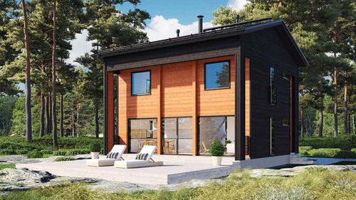 Casa em madeira maciça - PIHKA 124 - Kuusamo Hirsitalot Oy - modular / contemporânea / de 2 andares