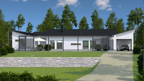 Casa em madeira maciça - ATRIUM 168 - Kuusamo Hirsitalot Oy - modular / contemporânea / térrea