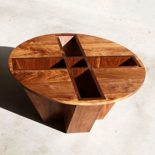 Mesa de centro de design original - VENUS - Jason Mizrahi Designs - em vidro / em carvalho / em nogueira