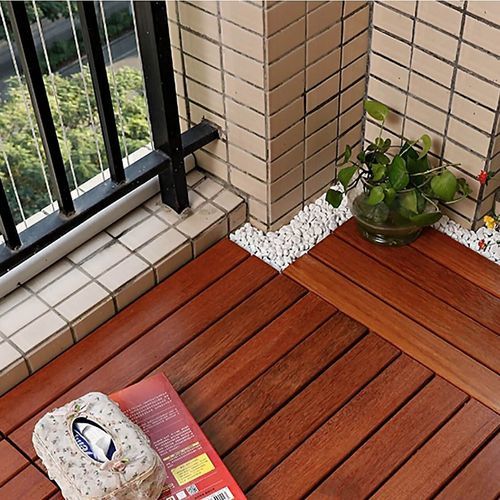 Tábua de deck em madeira - 88KEMPAS33 - Décoplus Parquets - efeito de madeira / ranhurada / com sistema de encaixe