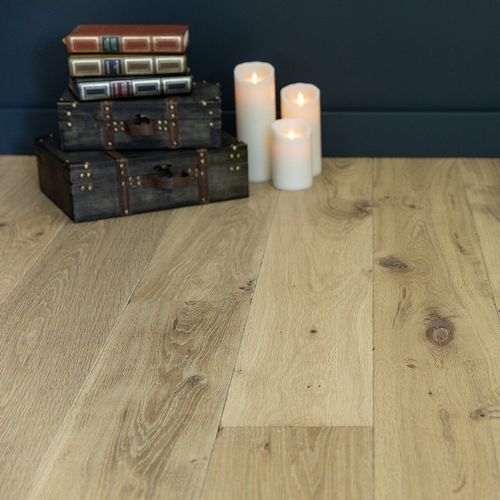 Piso maciço - POUSSIÈRE D'ARGILE - PA10 - Décoplus Parquets - em carvalho europeu / acabamento com óleo natural / envelhecido