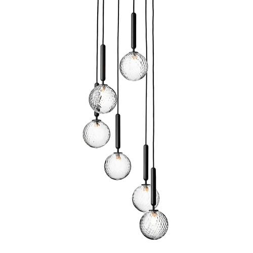 Lustre contemporâneo - MIIRA 6 OPTIC  - Nuura - em vidro soprado / metálico / de LED