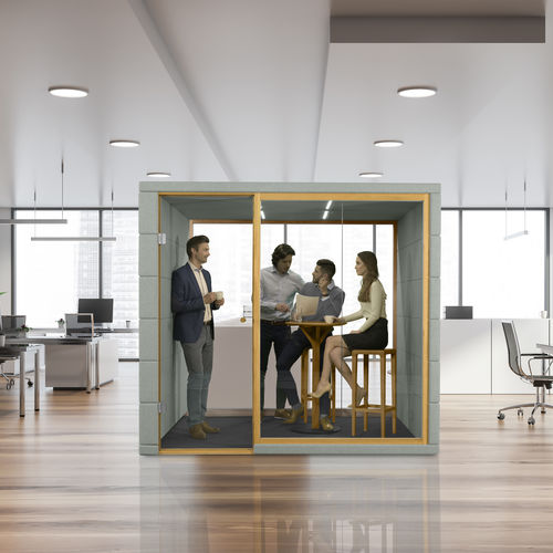 Escritório POD acústico - MICROOFFICE QUADRIO II - SilentLab - com porta envidraçada / modular / com iluminação LED integrada