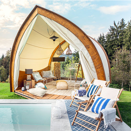 Gazebo em madeira - LOUNGE - STROHBOID GmbH - com estrutura em madeira / para hotel / para espaço público