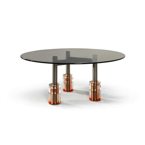 Mesa contemporânea - LAGUNA - HESSENTIA | Cornelio Cappellini - em vidro / com base metálica / redonda