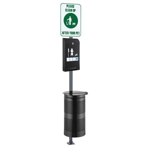 Dispensador de sacos coletores de fezes de cão de piso - CLASSIC MAXI - FEPRO - para espaço público / personalizável / com painel publicitário integrado