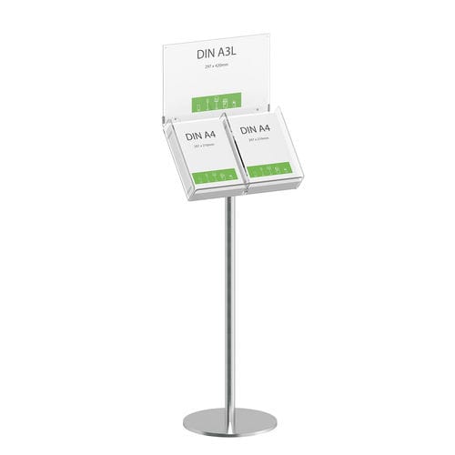Porta-folhetos de instalação livre - Q EZI WITH SIGN - FEPRO - em aço inoxidável / em acrílico / da linha comercial