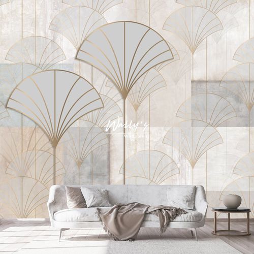 Papel de parede contemporâneo - THE LOTUS DECO  - Wally's - estampado / cinza / marrom