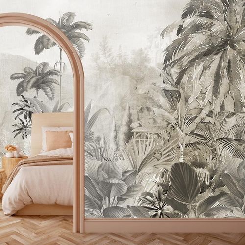 Papel de parede contemporâneo - AMAZONIA  - Wally's - estampado / verde / bege