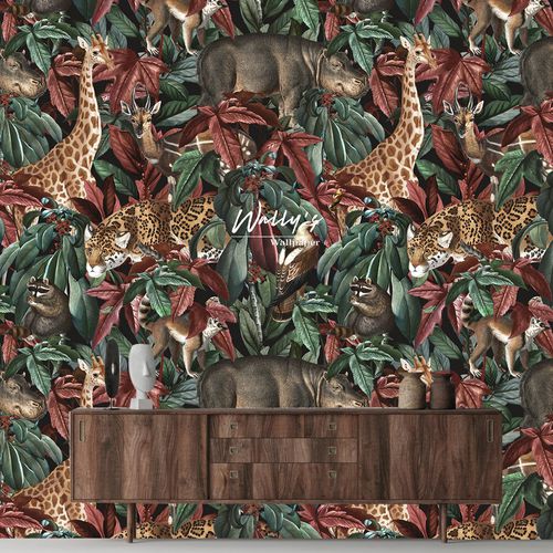 Papel de parede contemporâneo - JUNGLE LAND  - Wally's - com natureza / verde / marrom