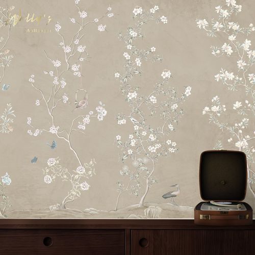 Papel de parede contemporâneo - CALM FIELD - Wally's - estampado / branco / bege