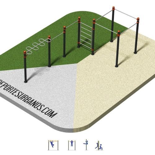 Parque de street workout para escola - DUCG-2005 - DEPORTES URBANOS - para áreas urbanas / mergulho em paralelas (dips) / agachamento (squat)