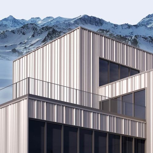 Revestimento de fachada em painéis - GLACE - ATELIERS 3S - em aço galvanizado / em aço inoxidável / vertical