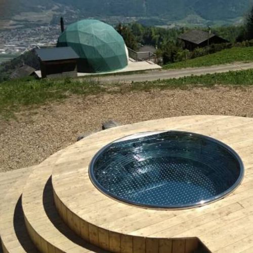 Ofurô a lenha em cedro - SSHT 220 - Swiss Thai Water Solution Co.,LTD - em aço inoxidável / da linha residencial / da linha comercial