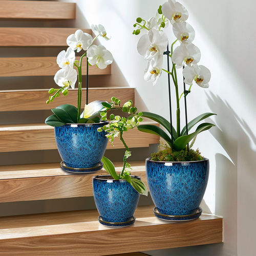 Vaso de jardim em cerâmica esmaltada - AN1513193 series - Guangzhou Ancooly Gardening LTD - de instalação livre / redondo / da linha residencial