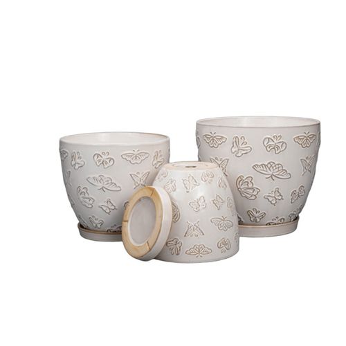 Vaso de jardim em cerâmica esmaltada - AN17301 series - Guangzhou Ancooly Gardening LTD - freestanding / cônico / da linha residencial
