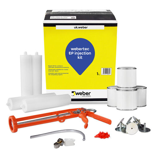 Sistema de injeção de resina de resina - WEBERTEC EP - Weber - para reparação de alvenaria