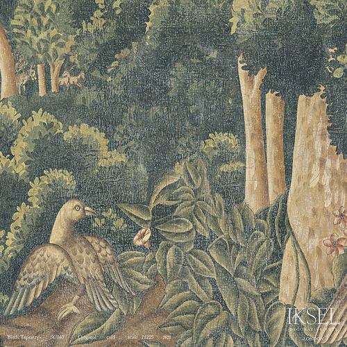 Papel de parede contemporâneo - SC140 Birds Tapestry Original - Iksel Decorative Arts - com natureza / panorâmico / com animais