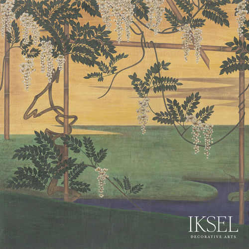 Papel de parede contemporâneo - MU102 Wisteria in Landscape - Iksel Decorative Arts - com natureza / floral / de estilo chinoiserie