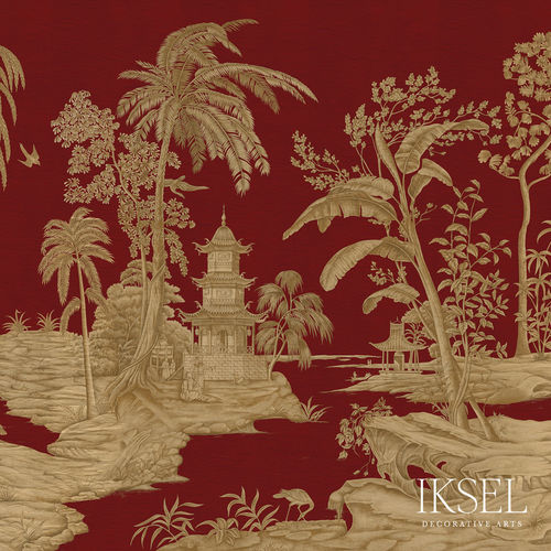 Papel de parede contemporâneo - SC103 EXOTIC CHINOISERIE - Iksel Decorative Arts - em fibra de vidro / vinílico / floral