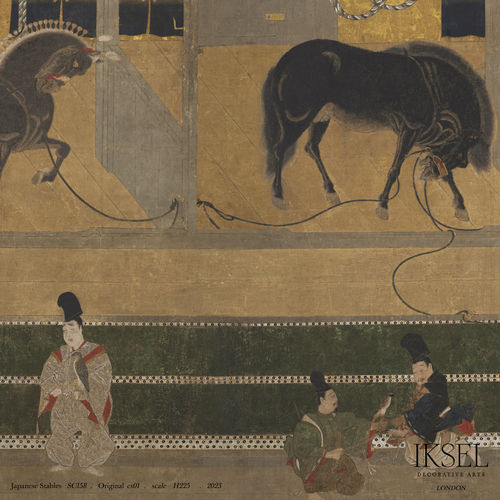 Papel de parede contemporâneo - SC158 Japanese Stables - Iksel Decorative Arts - em fibra de vidro / vinílico / com animais