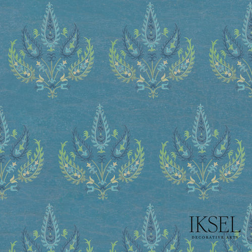 Papel de parede contemporâneo - RW204 Embroidered Flowers - Iksel Decorative Arts - em fibra de vidro / vinílico / em PVC