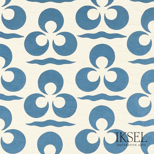 Papel de parede contemporâneo - IZNIK CHINTAMANI AND CRESCENT CR45 ALBASTER BLUE RW111 - Iksel Decorative Arts - em fibra de vidro / vinílico / com padrão ondulado