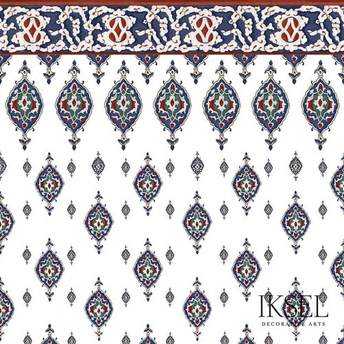Papel de parede clássico - IZNIK SINAN P. RW103 - Iksel Decorative Arts - em fibra de vidro / vinílico / com padrão geométrico