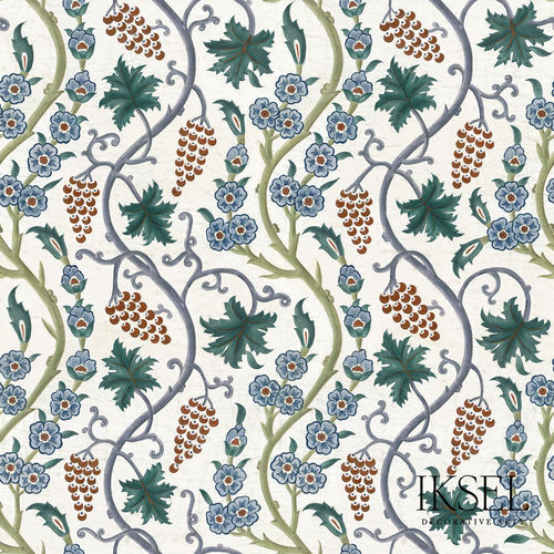 Papel de parede contemporâneo - IZNIK SERAGLIO RW105 - Iksel Decorative Arts - em fibra de vidro / vinílico / com natureza