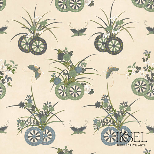 Papel de parede contemporâneo - RW608 Japanese Chariots - Iksel Decorative Arts - em fibra de vidro / vinílico / com natureza
