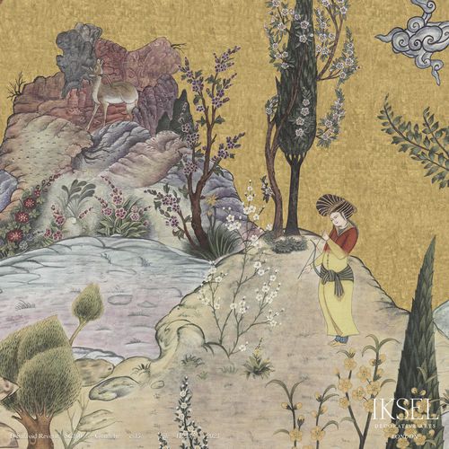 Papel de parede contemporâneo - SC160 D-Safavid Reverie - Iksel Decorative Arts - em fibra de vidro / vinílico / com natureza