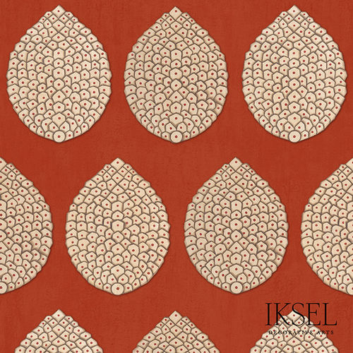 Papel de parede contemporâneo - RW209 Pomegranate - Iksel Decorative Arts - vinílico / em fibra de vidro / com natureza