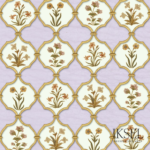 Papel de parede contemporâneo - RW310 Jali Bouquet - Iksel Decorative Arts - vinílico / em fibra de vidro / com padrão floral