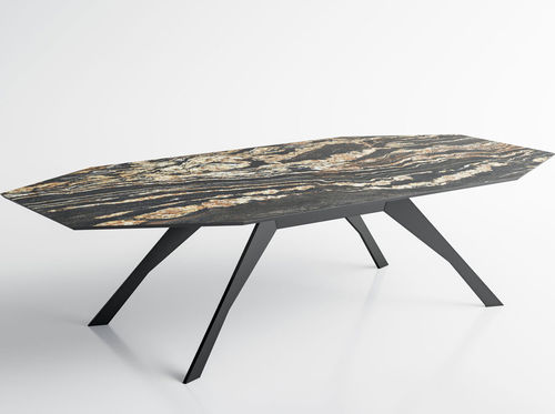 Mesa contemporânea - POP  - TERZADIMENSIONE - em vidro / em grés porcelanato / com base em aço