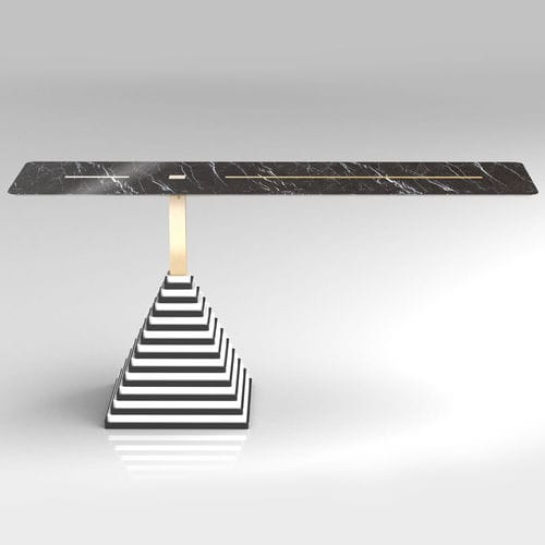 Aparador contemporâneo - KOMOS  - TERZADIMENSIONE - em vidro / em grés porcelanato / com base em aço
