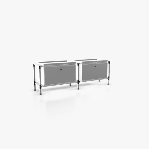 Buffet aparador contemporâneo - L.2.750.1.2.AZ.TA.1 - tRACK by Kesseböhmer GmbH - com folheado de madeira / em MDF laqueado / em aço revestido a pó