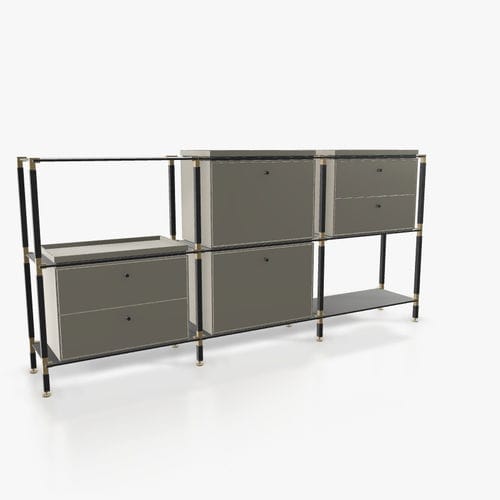 Buffet aparador contemporâneo - S.3.750.2.4.DU.TA.1 - tRACK by Kesseböhmer GmbH - com folheado de madeira / em MDF laqueado / em aço revestido a pó