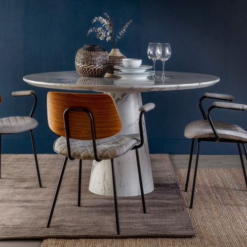 Mesa de jantar contemporânea - CORE - CAMINO A CASA - em mármore / com base em ferro / redonda