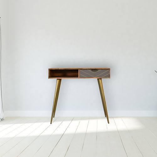 Escrivaninha de design escandinavo - SLEEK - Artisan Furniture - em madeira maciça / em latão / com compartimento de arrumação