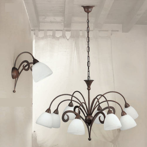 Lustre clássico - 1945/8 - LAM Export - em vidro / para 8 lâmpadas / com globos