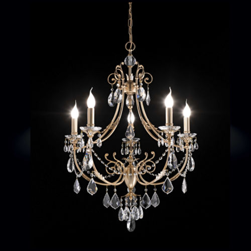 Lustre clássico - 6001/5 - LAM Export - em vidro / em tecido / para 5 lâmpadas