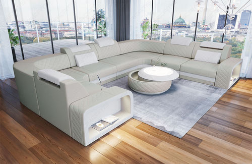 Sofá modular - Foggia U - Sofa dreams - contemporâneo / em couro / com braços